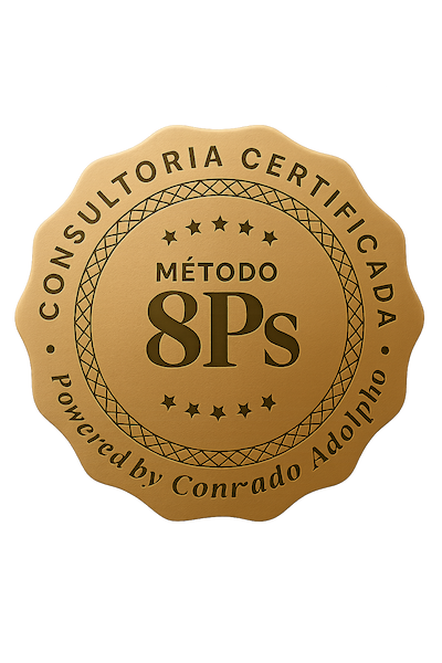 Selo Método 8Ps · Consultoria Certificada · Powered by Conrado Adolpho